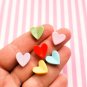 Assorted Color Geometric flat-backed Heart Cabs, 12mm Heart cabochons, Heart cab jocad (12 Pieces)