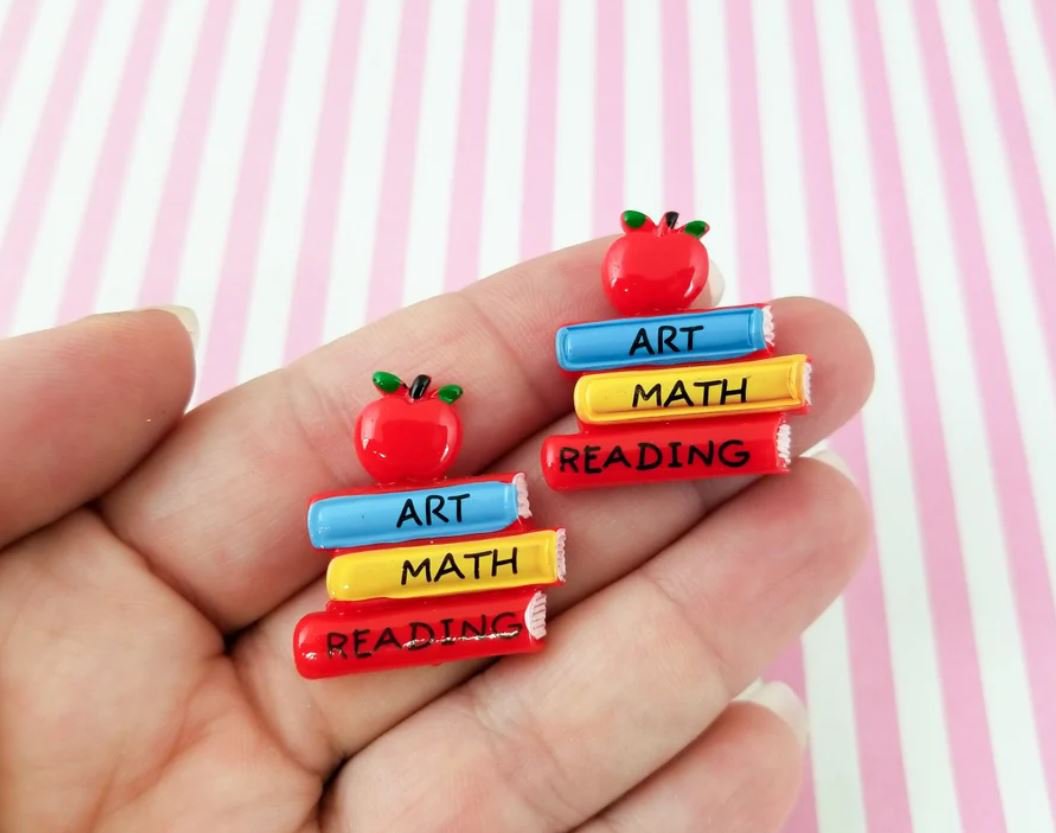 Teacher's Pet Schoolbook School Cabs, Grade School Back to School Cabochons jocad (3 Pieces)