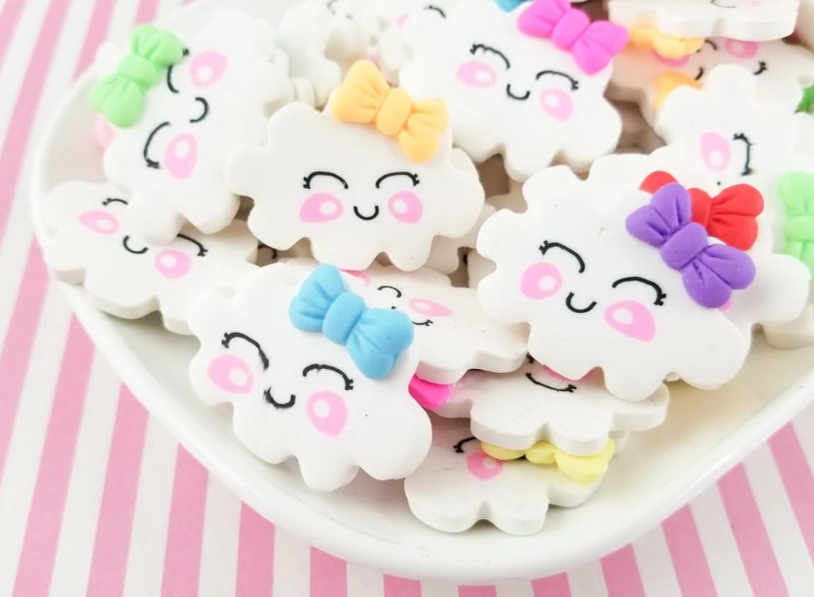 Large Polymer Clay Cloud Cabochons, Cute Clay Shapes jocad (3 Pieces)