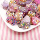 Assorted Color Glitter Resin Heart Cabochons, Cute Bling Cabs jocad (6 Pieces)
