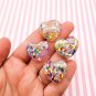 Assorted Color Glitter Resin Heart Cabochons, Cute Bling Cabs jocad (6 Pieces)