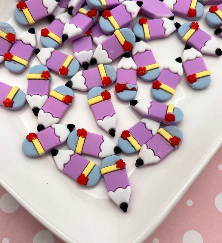 Miniature Resin Pencil Cabochons, Cute Back to School Cabs jocad (8 Pieces)