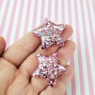 Magenta Pink Glitter Resin Star Cabochons jocad (4 Pieces)