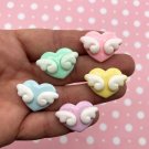 Pastel Resin Fling Winged Heart Cabochons, Valentines Day Cabs, Heart Cabs jocad (5 Pieces)