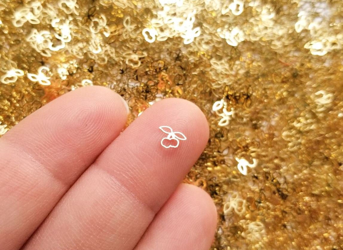 Tiny 6mm Gold Toned Hollow Cherry Dangle Cabochons, Cute Kawaii Nail Cherry Cabs jocad (50 Pieces)