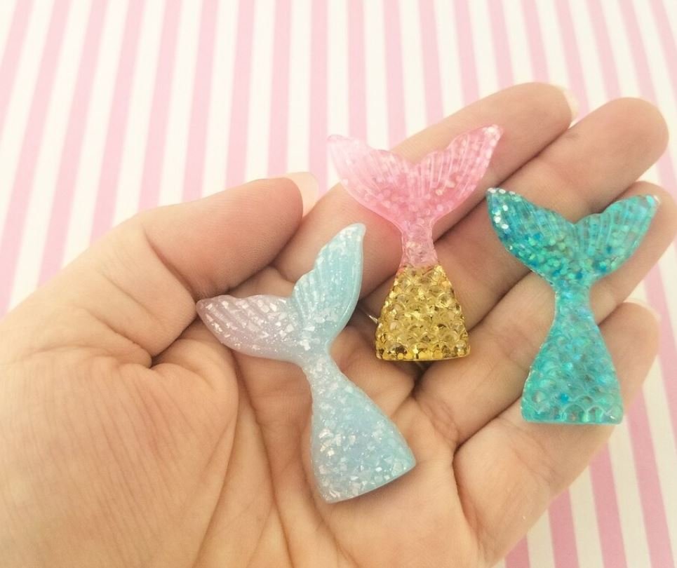 Assorted Glitter Mermaid Cabochons jocad (5 Pieces)