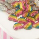 Rainbow Glitter Resin Heart Cabochons, Rain bow Heart Cabachons, Cute Bling Cabs jocad (8 Pieces)