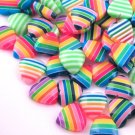 Assorted Heart Cabochons, Rainbow Hearts, Striped Heart Cabochons jocad (20 Pieces)