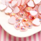 16mm White Heart Cabochons with Star Glitter, Valentines Day Resin Heart Cabochons jocad (10 Pieces)