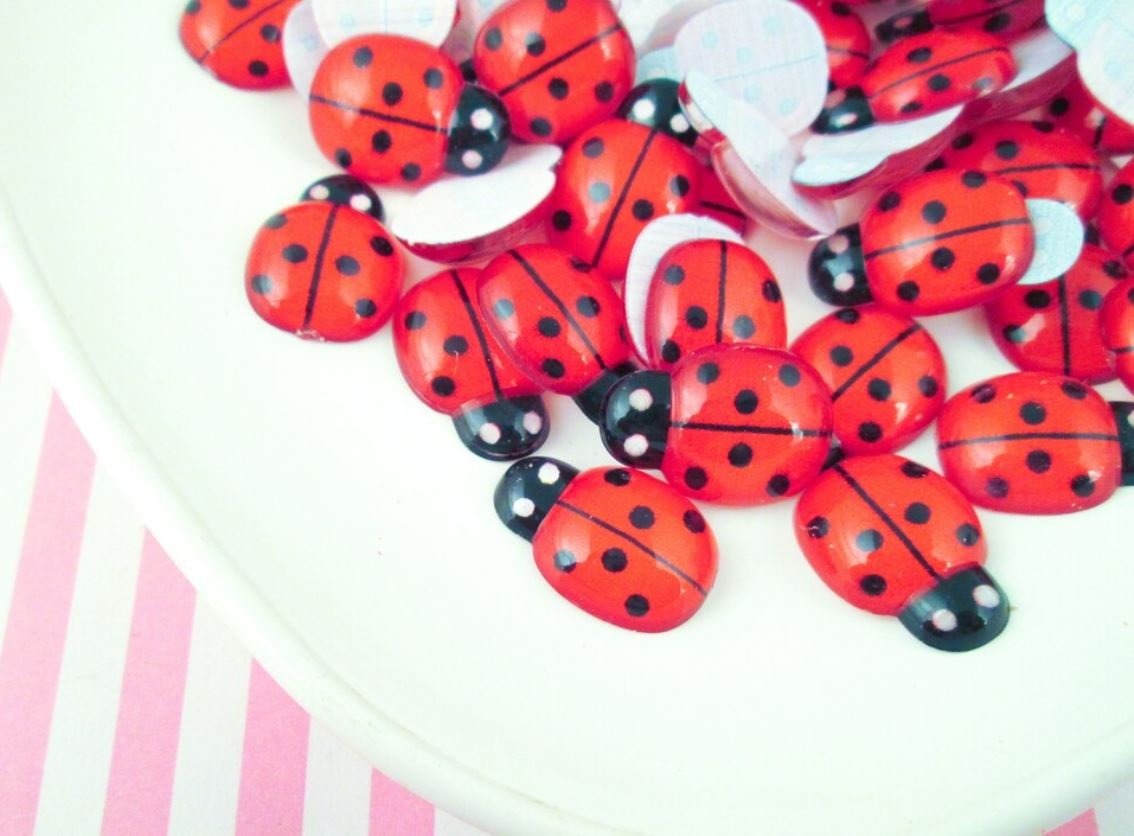 Cute Domed Ladybug Cabochons, Perfect for Spring jocad (10 Pieces)