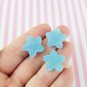 Blue Soft Resin Sugared Star Cabs, Gummy Candy, Kawaii Cabochons, Fruit Sweets Cabs jocad (6 Pieces)
