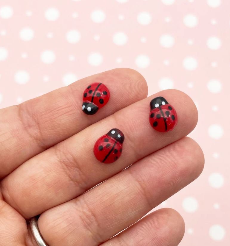 Cute Domed 7x11mm Ladybug Cabochons, Perfect for Spring jocad (6 Pieces)