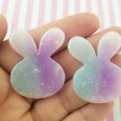 Multicolor Cellophane Glitter Resin Bunny Cabochons, Rabbit Cabs, Cute Bling Cabs jocad (5 Pieces)