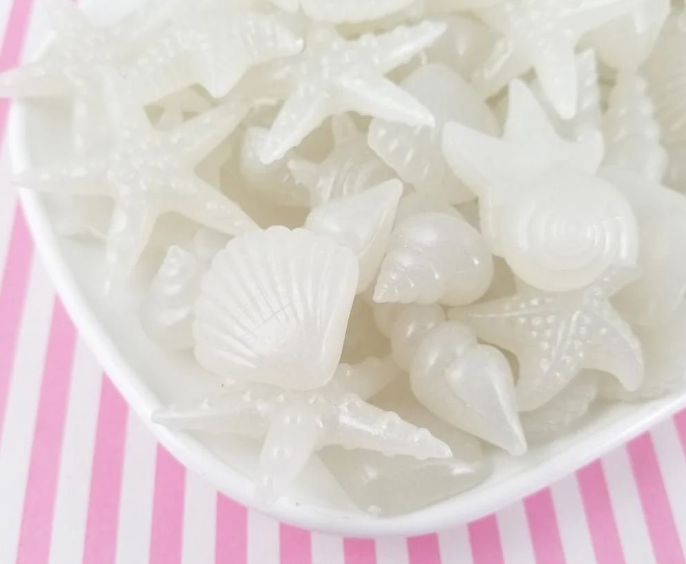 Glow In The Dark Translucent White Seashell Cabochons, Beach Themed Cabochons jocad (6 Pieces)
