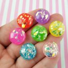 Assorted Color Iridescent Foil Resin Round Cabochons, Druzy Cabs, Cute Bling Cabs jocad (8 Pieces)