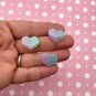 Aqua and Purple Pastel Gradient Glitter Heart Resin Cabochons, Cute Bling Cabs jocad (8 Pieces)