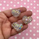 Glitter Resin Heart Cabochons, Heart Cabochons, Cute Bling Cabs jocad (6 Pieces)