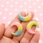 Yellow, Pink, Blue Rainbow Glitter Resin Moon Cabochons jocad (5 Pieces)