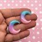 Purple, Pink, Blue Rainbow Glitter Resin Moon Cabochons jocad (5 Pieces)