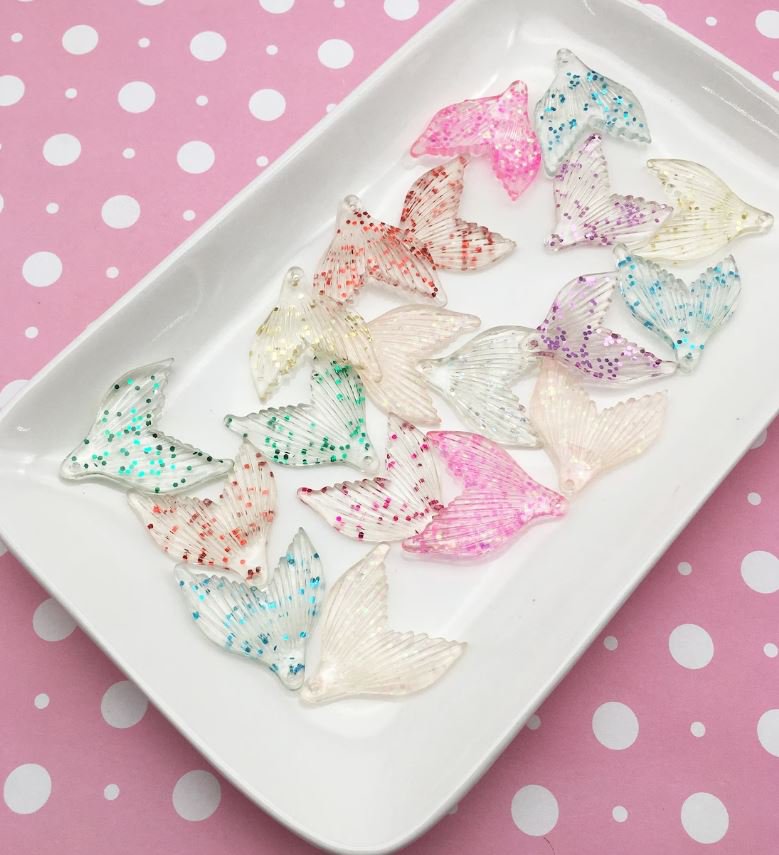 Assorted Glitter Mermaid Cabochon Pendants jocad (6 Pieces)