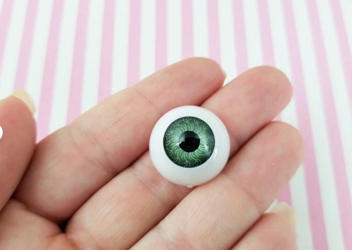 Green Large Doll Eye Cabochons, 20x10mm, Super Realistic Cabs, Hollow Doll Eyes jocad (6 Pieces)