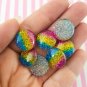 Rainbow Glitter Resin Circle Cabochons, Cute Bling Cabs jocad (8 Pieces)