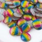 Rainbow Glitter Resin Circle Cabochons, Cute Bling Cabs jocad (8 Pieces)