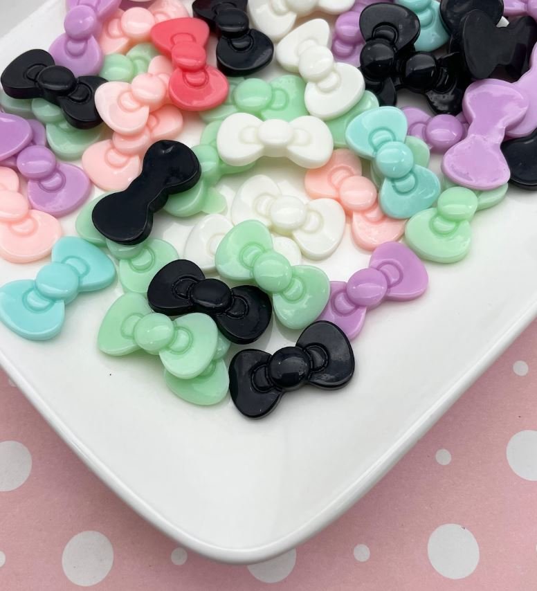 Assorted Bow Cabochons, Flat backed Resin Bowknot Cabs, Cute Bows jocad (10 Pieces)
