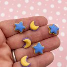 Resin Star and Moon Cabochons, Cute Cabs jocad (6 Pieces)