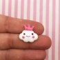 White Cloud Cabochons with Crowns, With Sweet Kawaii Faces, Princess jocad (10 Pieces)