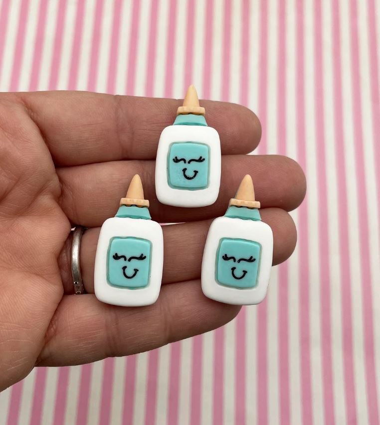 Miniature Resin Glue Bottle Cabochons, Slime or Back to School Office Cabs jocad (5 Pieces)
