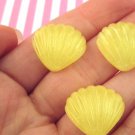 Yellow Pastel Seashell Cabochons, Glitter Seashells jocad (10 Pieces)