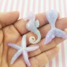 Assorted Glittery Sea Themed Starfish, Seahorse and Mermaid Tail, Glitter jocad (6 Pieces)