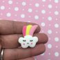 Rainbow Cloud Resin Cookie Cabochons, Rainbow Cabs, Flat-backed Sweet Kawaii Cabs jocad (6  Pieces)