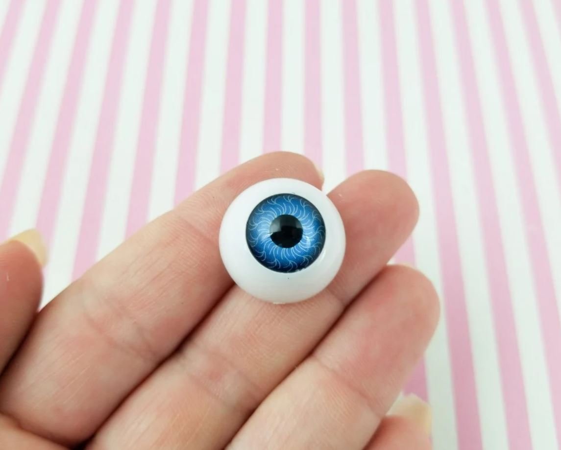 Blue Large Doll Eye Cabochons, 20x10mm, Super Realistic Cabs, Eyeball cabs jocad (6 Pieces)