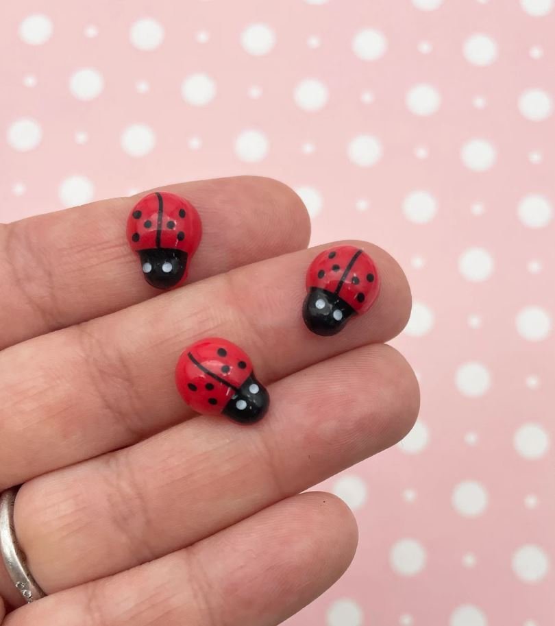 Cute Domed 10x13mm Ladybug Cabochons, Perfect for Spring jocad (6 Pieces)
