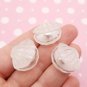 White Seashell Cabochons with Pearls Inside, Open Glittery Sea Shells Cabs jocad (3 Pieces)