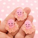 Pastel Pink Glitter Pastel Octopus Cabochons, Nautical cabochons, Octopi Cabs jocad (6 Pieces)