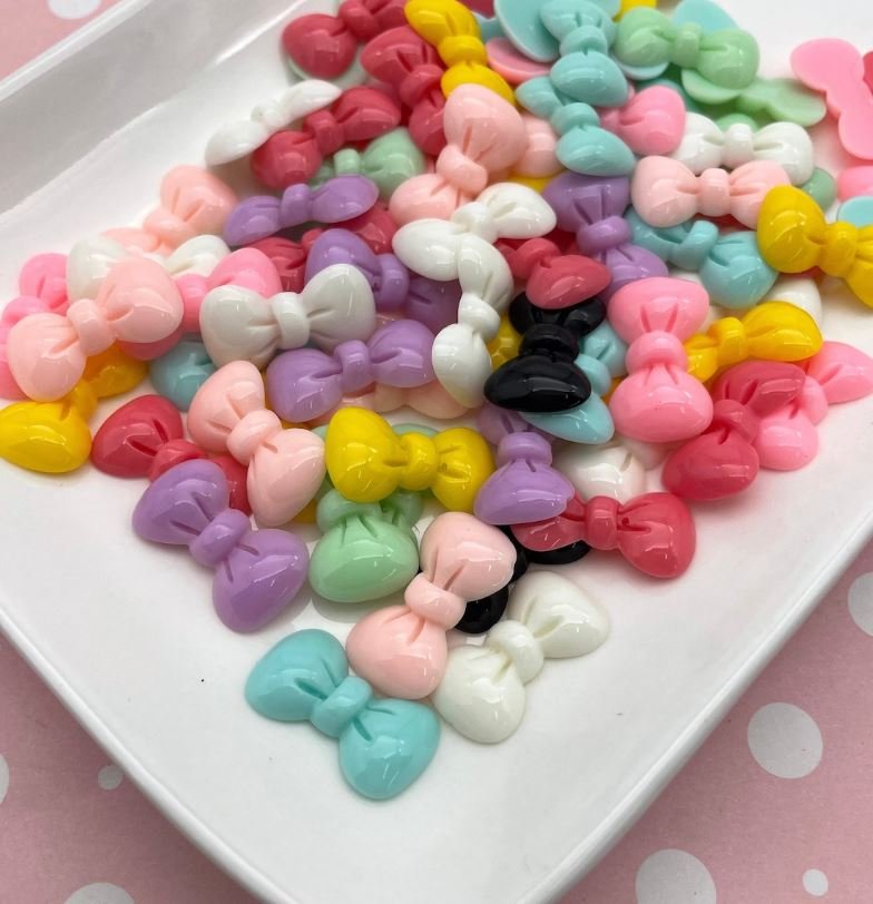 Assorted Bow Cabochons, Flat backed Resin Bowknot Cabs, Cute Bows jocad (10 Pieces)