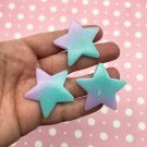 Pastel Aqua and Purple Multicolor Glitter Resin Star Cabochons jocad (6 Pieces)