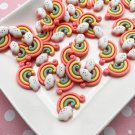 Pastel Rainbow Cloud Cabochons, Flat-backed Sweet Kawaii Cabs jocad (6 Pieces)