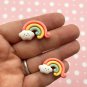 Pastel Rainbow Cloud Cabochons, Flat-backed Sweet Kawaii Cabs jocad (6 Pieces)