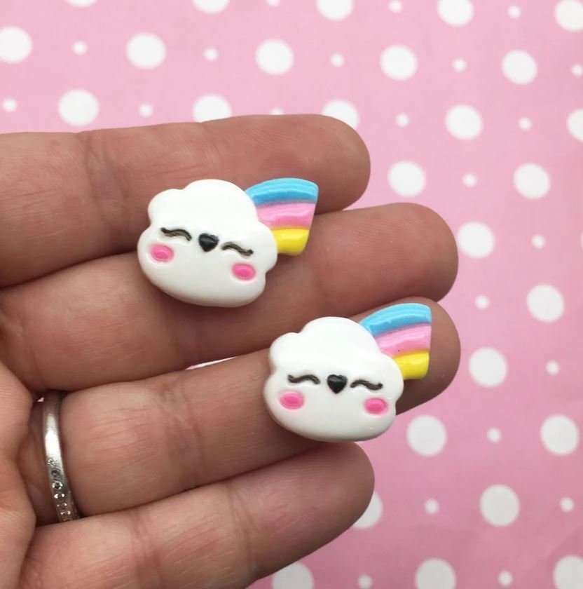 Rainbow Cloud Resin Cabochons, Flat-backed Sweet Kawaii Cabs jocad (8 Pieces)