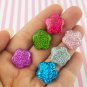 Assorted Glitter Resin Flower Cabochons, Cute Bling Cabs jocad (8 Pieces)
