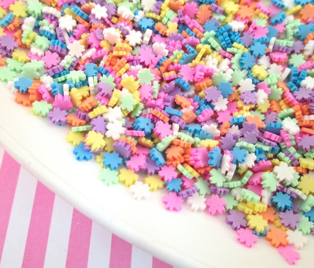 Polymer Clay Sakura Flower Sprinkles, Fake Sprinkles jocad (Bag: 30 Grams)