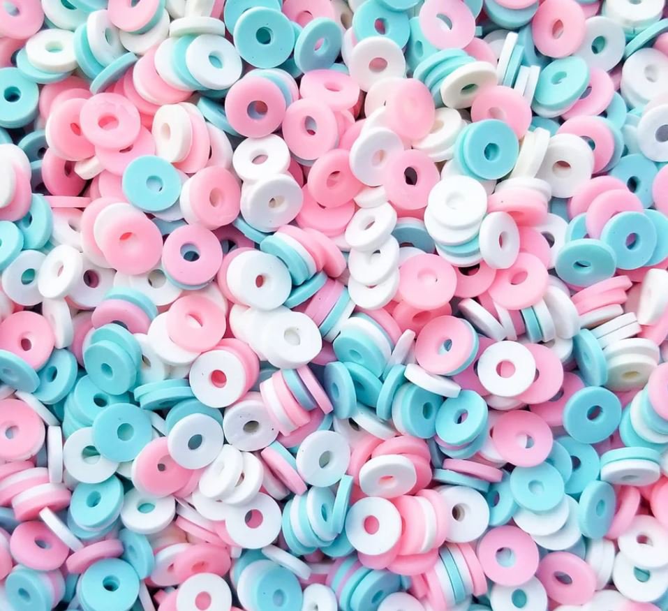 Cotton Candy Floss Loop Polymer Clay Dessert Candy Slice Sprinkles, Nail Art Slices (Bag: 15 Grams)