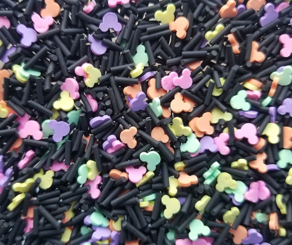 Dark Side Of The Mouse, Black with Pastel Mouse Ears,Polymer Clay Fake Sprinkles  (Bag: 15 Grams)