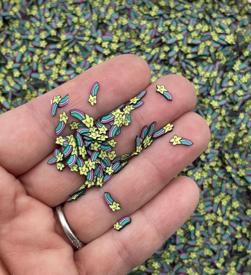 YELLOW SHOOTING STAR Sprinkles, Polymer Clay Fake Sprinkles (Bag: 13 Grams)