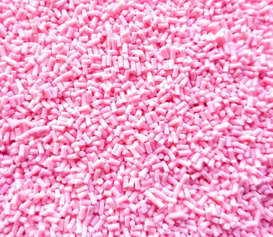 Short Pink Polymer Clay Fake Sprinkles, Fake Decoden Jimmies (Bag: 15 Grams)