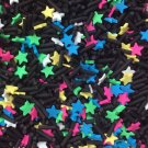 ROLLER RINK MIX Black with neon stars Polymer Clay Fake Sprinkles (Bag: 15 Grams)